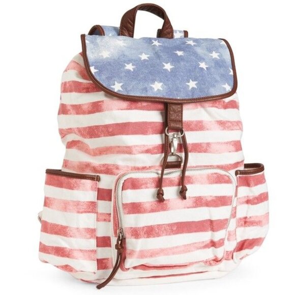 Aeropostale American USA Flag Backpack Blue Red White Stripes & Stars - Picture 1 of 7